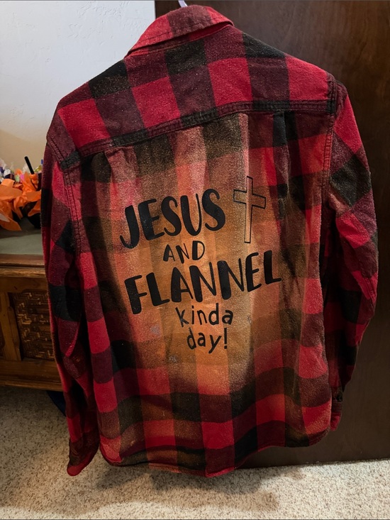 George Tops - George Red and Black Buffalo Plaid Button-Down Flannel with Back iron on